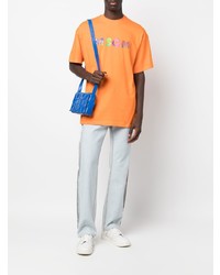 orange bedrucktes T-Shirt mit einem Rundhalsausschnitt von MSGM