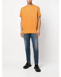 orange bedrucktes T-Shirt mit einem Rundhalsausschnitt von Diesel