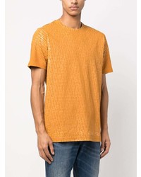 orange bedrucktes T-Shirt mit einem Rundhalsausschnitt von Diesel