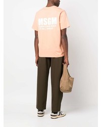 orange bedrucktes T-Shirt mit einem Rundhalsausschnitt von MSGM