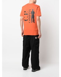 orange bedrucktes T-Shirt mit einem Rundhalsausschnitt von C.P. Company