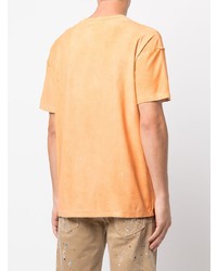 orange bedrucktes T-Shirt mit einem Rundhalsausschnitt von purple brand