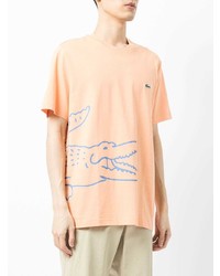 orange bedrucktes T-Shirt mit einem Rundhalsausschnitt von Lacoste