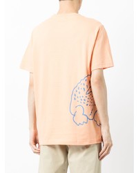 orange bedrucktes T-Shirt mit einem Rundhalsausschnitt von Lacoste