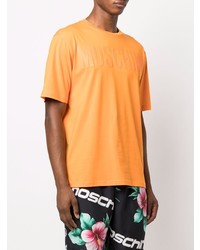 orange bedrucktes T-Shirt mit einem Rundhalsausschnitt von Moschino