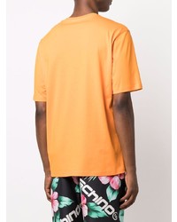 orange bedrucktes T-Shirt mit einem Rundhalsausschnitt von Moschino