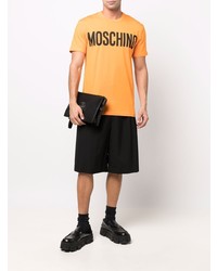 orange bedrucktes T-Shirt mit einem Rundhalsausschnitt von Moschino