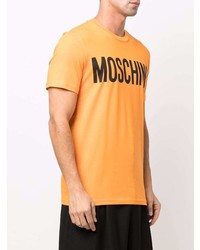 orange bedrucktes T-Shirt mit einem Rundhalsausschnitt von Moschino