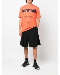 orange bedrucktes T-Shirt mit einem Rundhalsausschnitt von Moschino