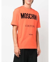 orange bedrucktes T-Shirt mit einem Rundhalsausschnitt von Moschino