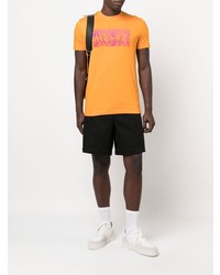 orange bedrucktes T-Shirt mit einem Rundhalsausschnitt von Versace