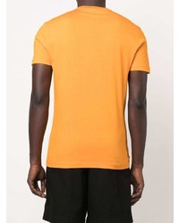 orange bedrucktes T-Shirt mit einem Rundhalsausschnitt von Versace