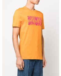 orange bedrucktes T-Shirt mit einem Rundhalsausschnitt von Versace