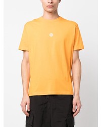 orange bedrucktes T-Shirt mit einem Rundhalsausschnitt von Stone Island