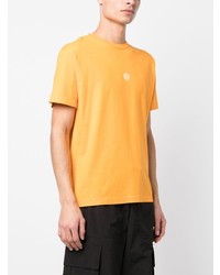 orange bedrucktes T-Shirt mit einem Rundhalsausschnitt von Stone Island