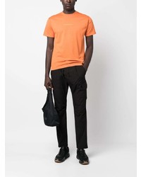 orange bedrucktes T-Shirt mit einem Rundhalsausschnitt von Stone Island