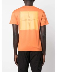 orange bedrucktes T-Shirt mit einem Rundhalsausschnitt von Stone Island