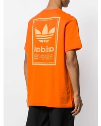 orange bedrucktes T-Shirt mit einem Rundhalsausschnitt von adidas