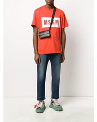 orange bedrucktes T-Shirt mit einem Rundhalsausschnitt von MSGM