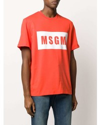 orange bedrucktes T-Shirt mit einem Rundhalsausschnitt von MSGM