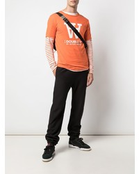 orange bedrucktes T-Shirt mit einem Rundhalsausschnitt von Wood Wood