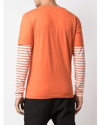 orange bedrucktes T-Shirt mit einem Rundhalsausschnitt von Wood Wood