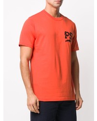 orange bedrucktes T-Shirt mit einem Rundhalsausschnitt von PS Paul Smith