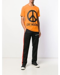 orange bedrucktes T-Shirt mit einem Rundhalsausschnitt von Love Moschino