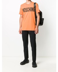 orange bedrucktes T-Shirt mit einem Rundhalsausschnitt von Moschino