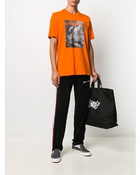 orange bedrucktes T-Shirt mit einem Rundhalsausschnitt von adidas