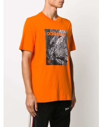 orange bedrucktes T-Shirt mit einem Rundhalsausschnitt von adidas