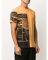 orange bedrucktes T-Shirt mit einem Rundhalsausschnitt von Stone Island