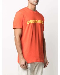 orange bedrucktes T-Shirt mit einem Rundhalsausschnitt von DSQUARED2