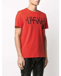 orange bedrucktes T-Shirt mit einem Rundhalsausschnitt von Just Cavalli