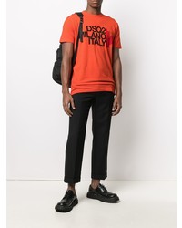 orange bedrucktes T-Shirt mit einem Rundhalsausschnitt von DSQUARED2