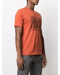 orange bedrucktes T-Shirt mit einem Rundhalsausschnitt von C.P. Company