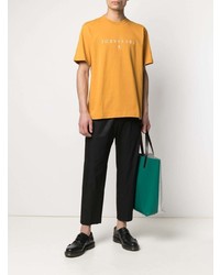 orange bedrucktes T-Shirt mit einem Rundhalsausschnitt von Trussardi