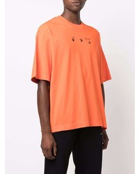orange bedrucktes T-Shirt mit einem Rundhalsausschnitt von Off-White