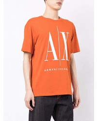 orange bedrucktes T-Shirt mit einem Rundhalsausschnitt von Armani Exchange