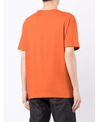 orange bedrucktes T-Shirt mit einem Rundhalsausschnitt von Armani Exchange