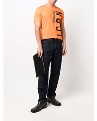 orange bedrucktes T-Shirt mit einem Rundhalsausschnitt von DSQUARED2