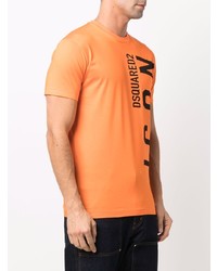 orange bedrucktes T-Shirt mit einem Rundhalsausschnitt von DSQUARED2