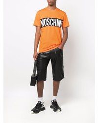 orange bedrucktes T-Shirt mit einem Rundhalsausschnitt von Moschino