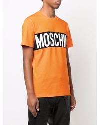 orange bedrucktes T-Shirt mit einem Rundhalsausschnitt von Moschino