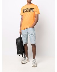 orange bedrucktes T-Shirt mit einem Rundhalsausschnitt von Moschino