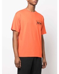 orange bedrucktes T-Shirt mit einem Rundhalsausschnitt von Aries