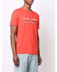 orange bedrucktes T-Shirt mit einem Rundhalsausschnitt von BOSS