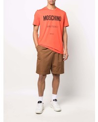 orange bedrucktes T-Shirt mit einem Rundhalsausschnitt von Moschino