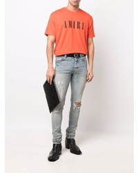 orange bedrucktes T-Shirt mit einem Rundhalsausschnitt von Amiri