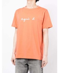 orange bedrucktes T-Shirt mit einem Rundhalsausschnitt von agnès b.